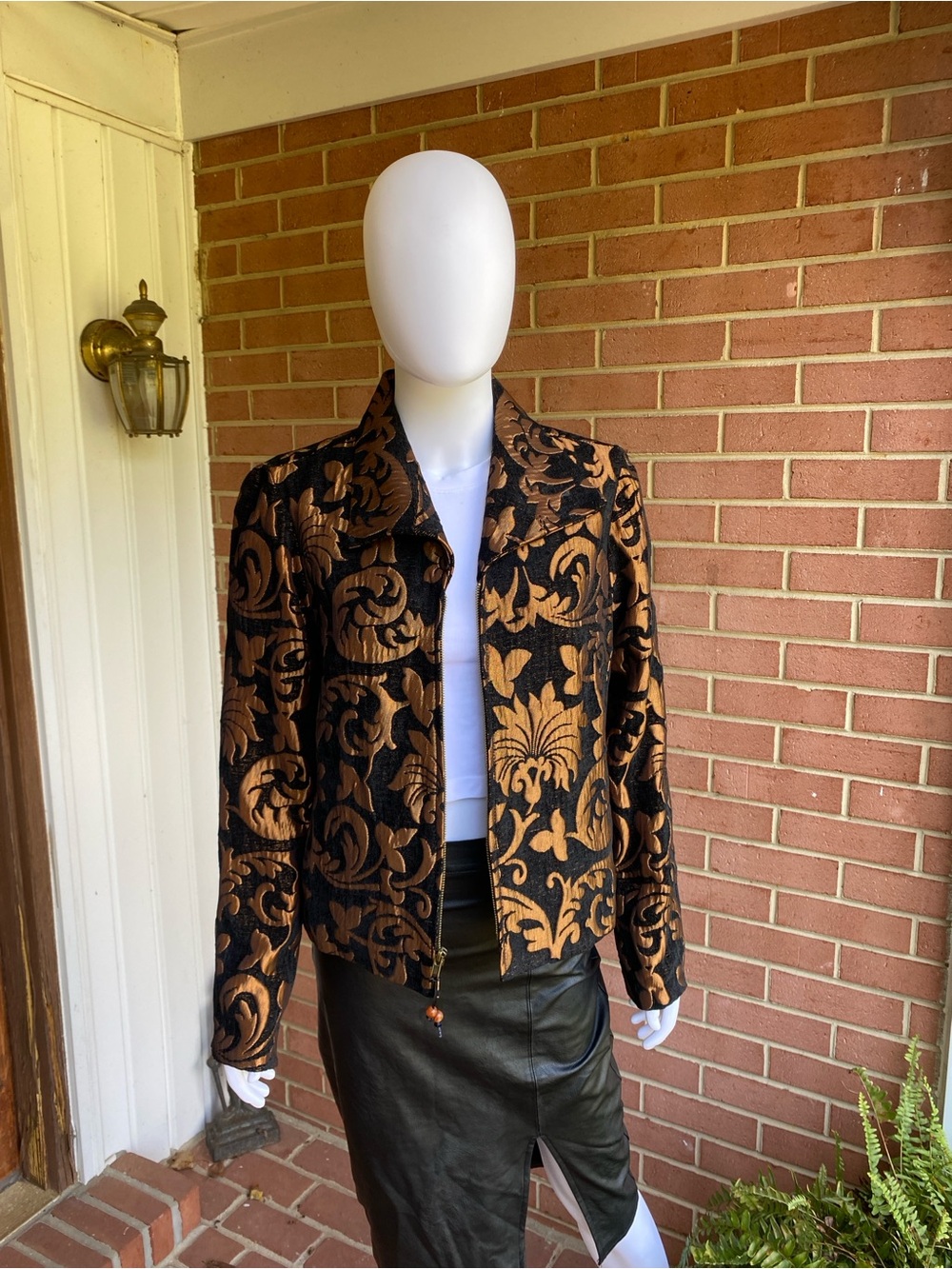 Vintage Windridge Brocade Tapestry Jacket Bronze Baroque Damask M